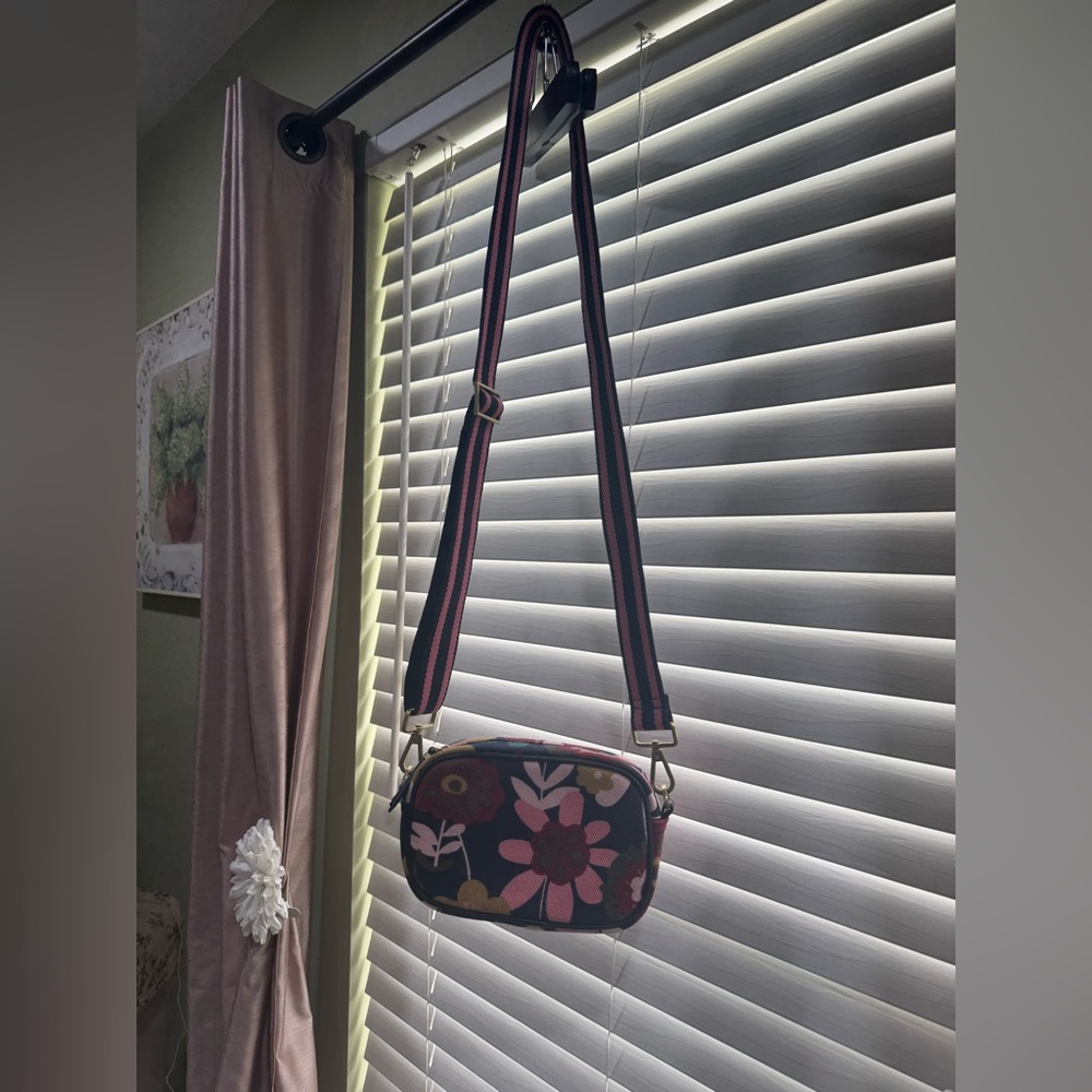 BODEN Floral Canvas with Leather Trim Crossbody  - NWOT